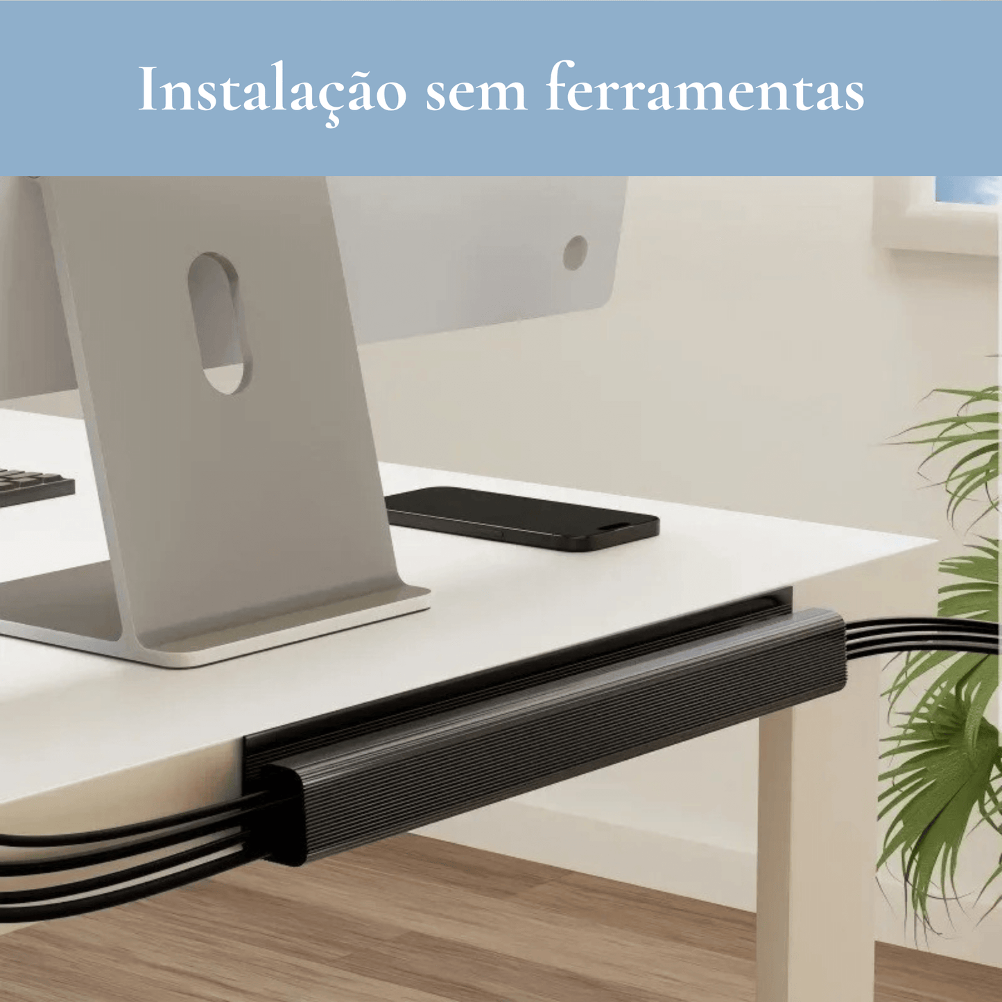 Organizador de cabos adesivo sob a mesa, 40cm Essencea